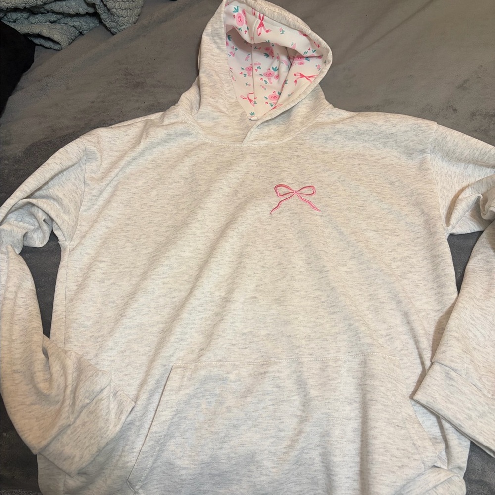 Women's Gray Hoodie with Pink Accents
